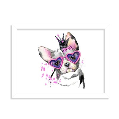 Quadro Decorativo Bulldog Princesa Rosa Pink