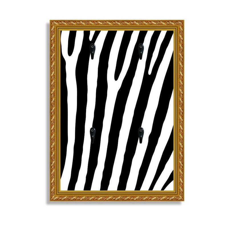 Porta Chaves Decorativo Estampado Luxo Listras Zebra Dourado