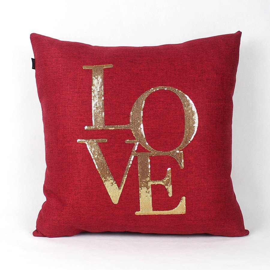 Almofada Decorativa Premium Requinte Love Vermelha e Dourada