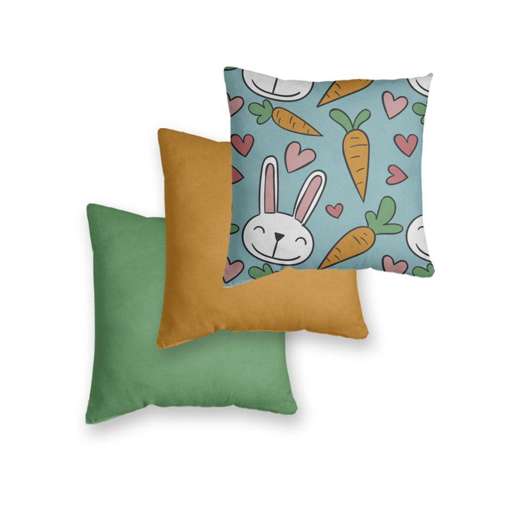 friendGG Easter Soft Cute Cartoon Animal Egg Print Square Pillowcase Home Decor Pillow 43x 43 Cm Waist Cushion Cover 