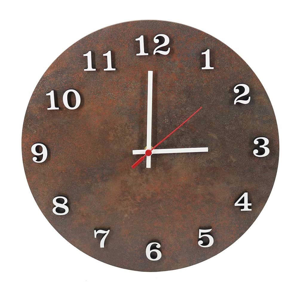 Relógio de Parede Decorativo Premium Corten com Números em Relevo