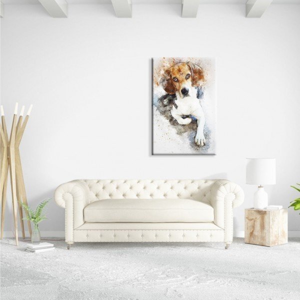 tela em canvas decorativa beagle aquarela modern tani010cf