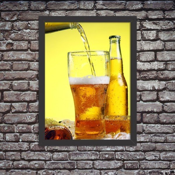 quadro decorativo cerveja gelada no ponto qgar009cfpreto
