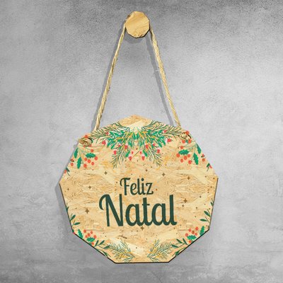 Natal - Placa Decorativa para Porta ou Parede - Ho Ho Ho, Feliz Natal